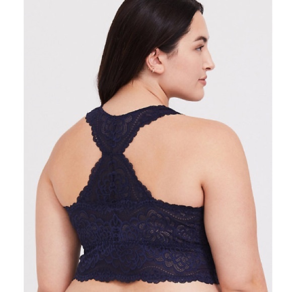 NWT TORRID NAVY LACE RACERBACK BRALETTE - Picture 3 of 4